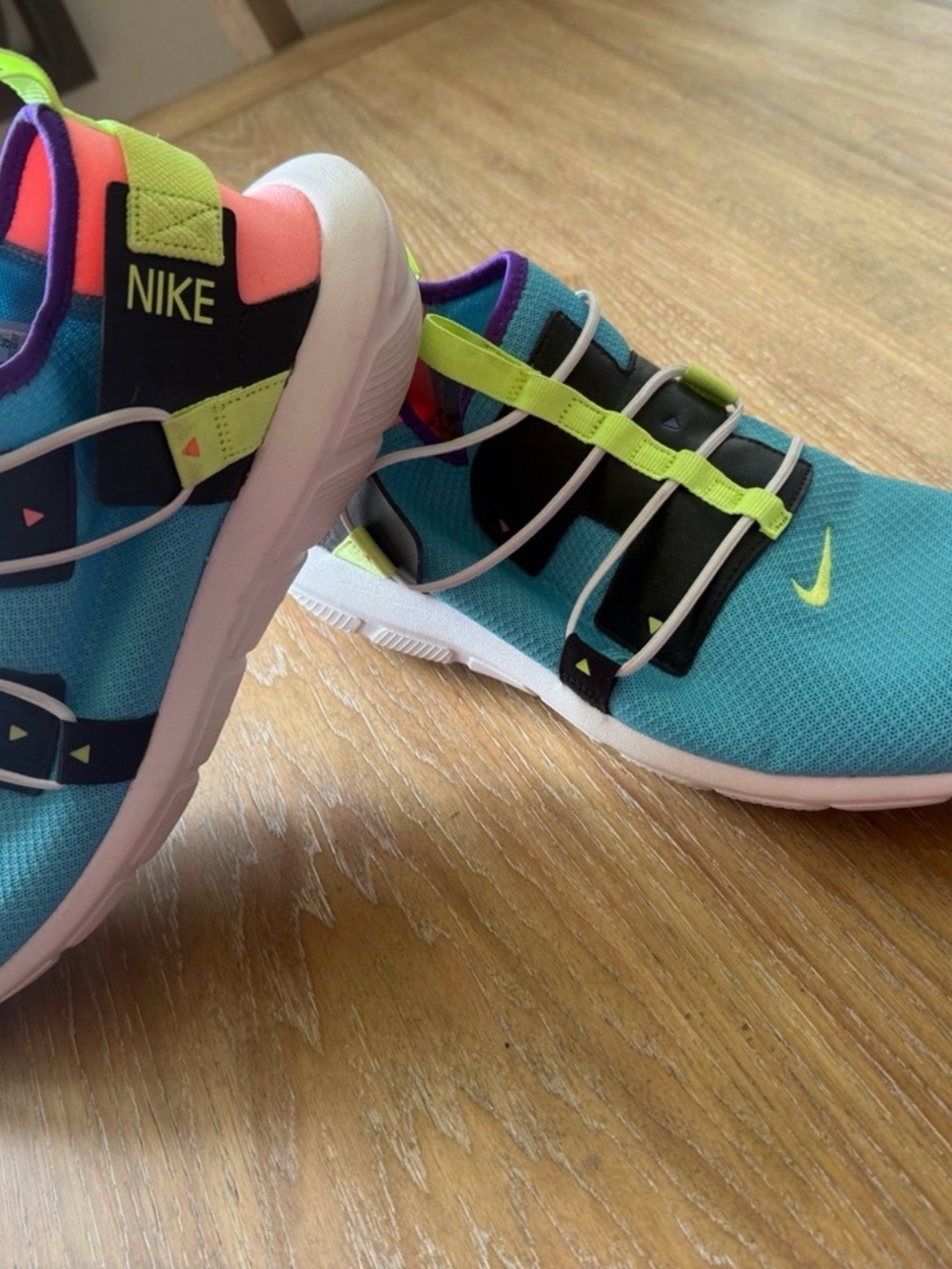 Nike Turquoise with Neon Green & Coral Athletic Sneakers